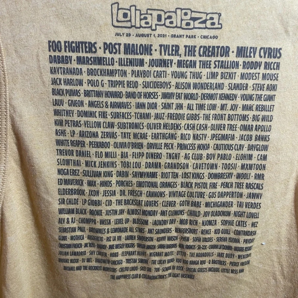 Lollapalooza 2021 Lineup Tank size S -Mustard - Picture 5 of 5